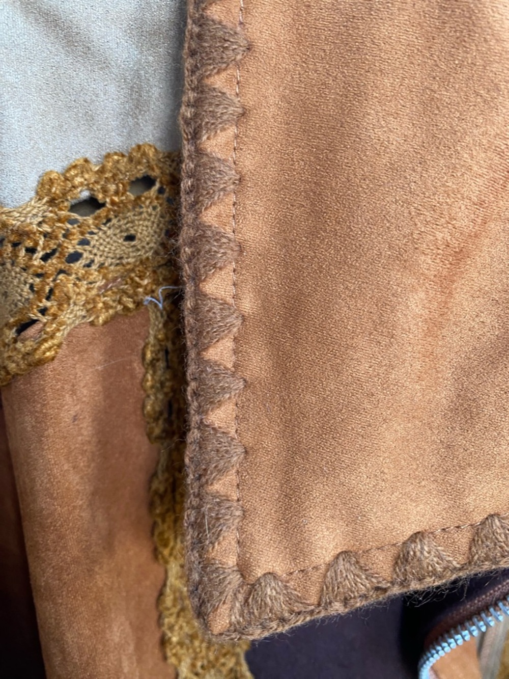 Miss Me Patchwork Leather Jacket in Brown and Tan - Picture 5 of 7